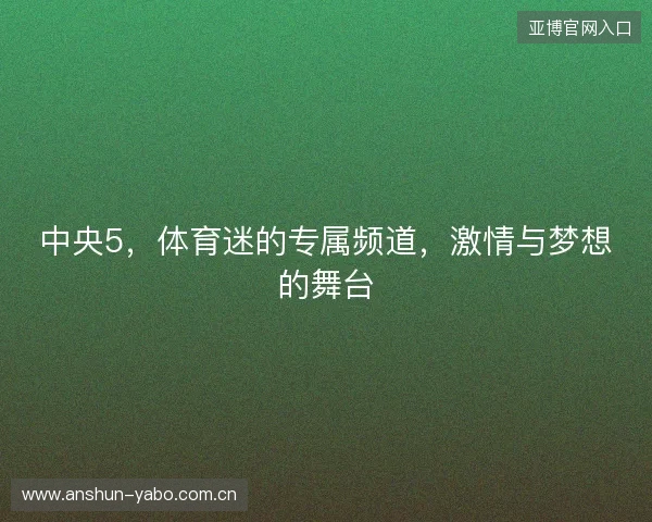 中央5，体育迷的专属频道，激情与梦想的舞台